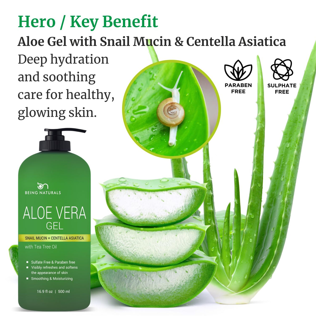 Being Naturals gel texture close-up highlighting smooth hydration