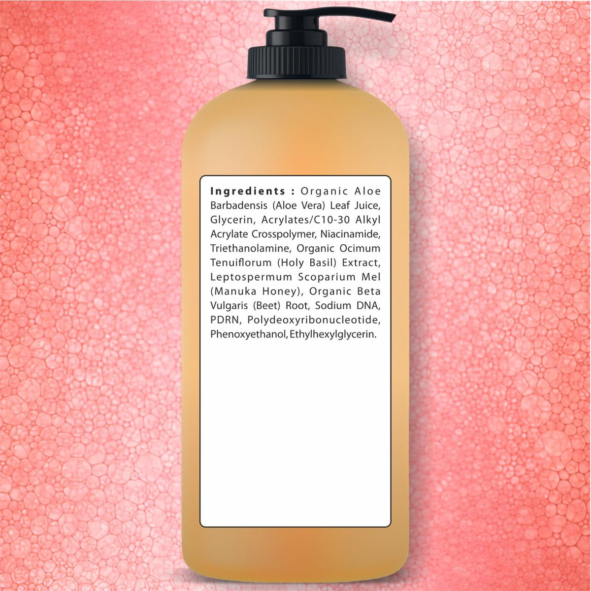 Being Naturals label and ingredients panel showing product details and organic aloe features