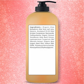 Being Naturals label and ingredients panel showing product details and organic aloe features