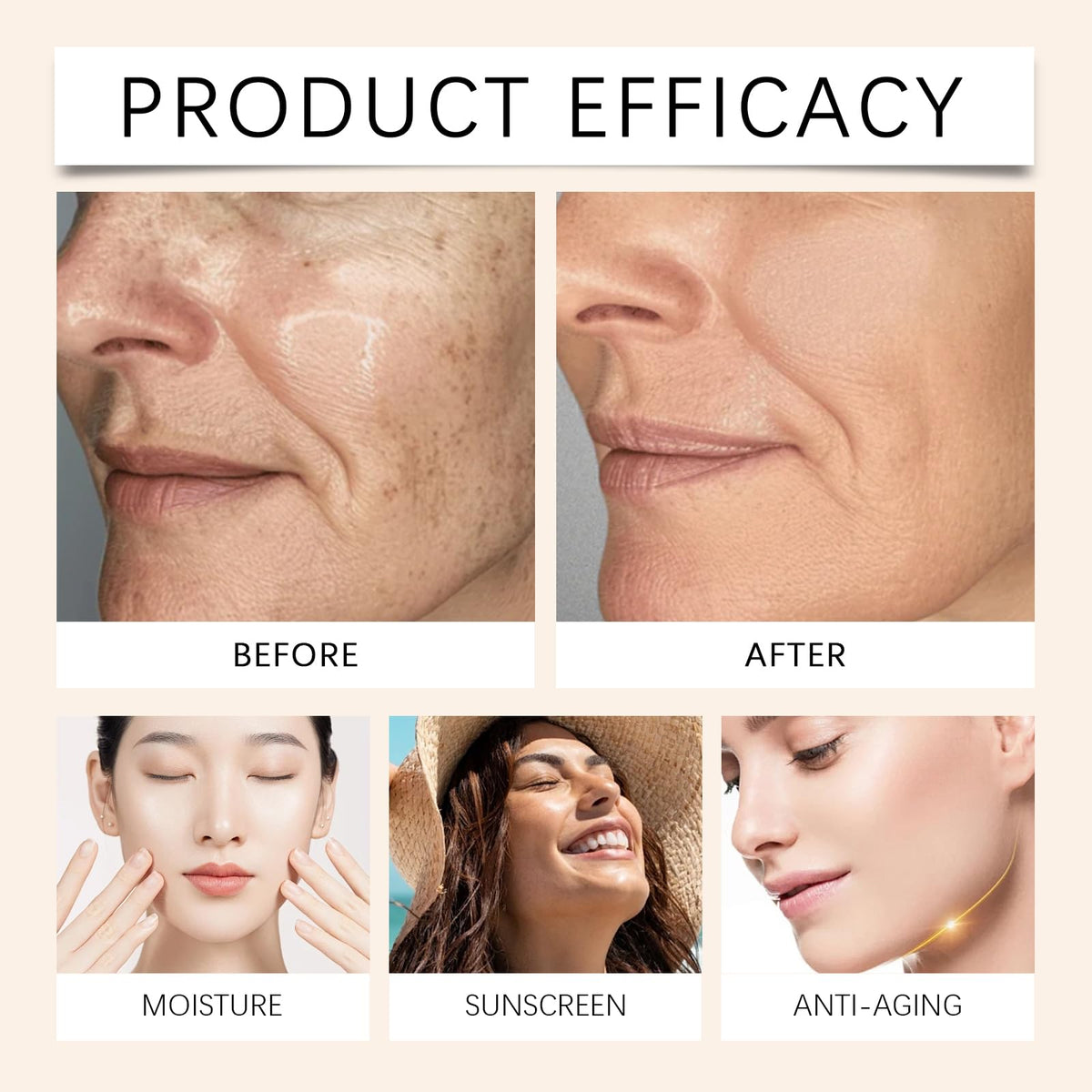 Bekoeen half-face before and after demonstrating natural coverage benefit
