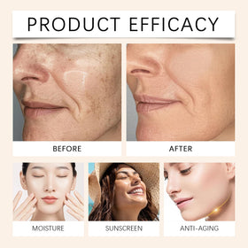 Bekoeen half-face before and after demonstrating natural coverage benefit