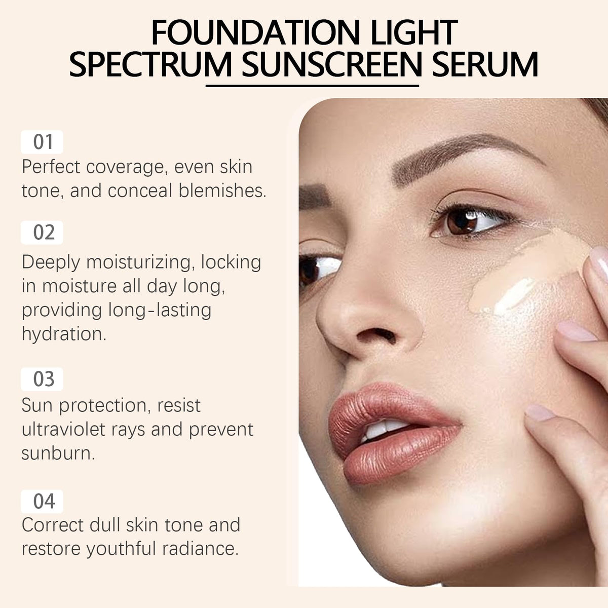 Bekoeen bottle beside sunscreen icon highlighting SPF 50+ protection benefit