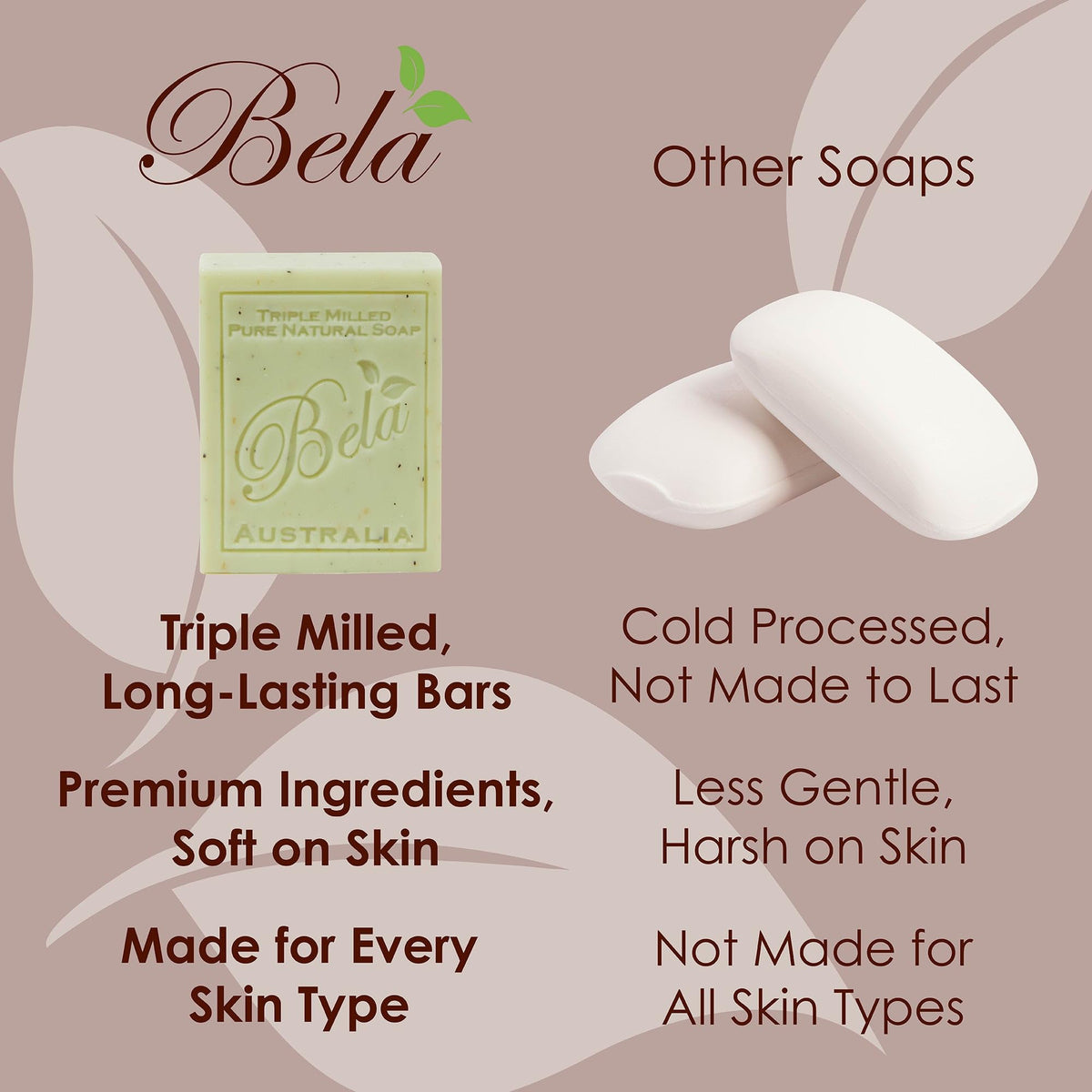 BELA bar in use creating rich lather on hands for gentle cleansing benefit