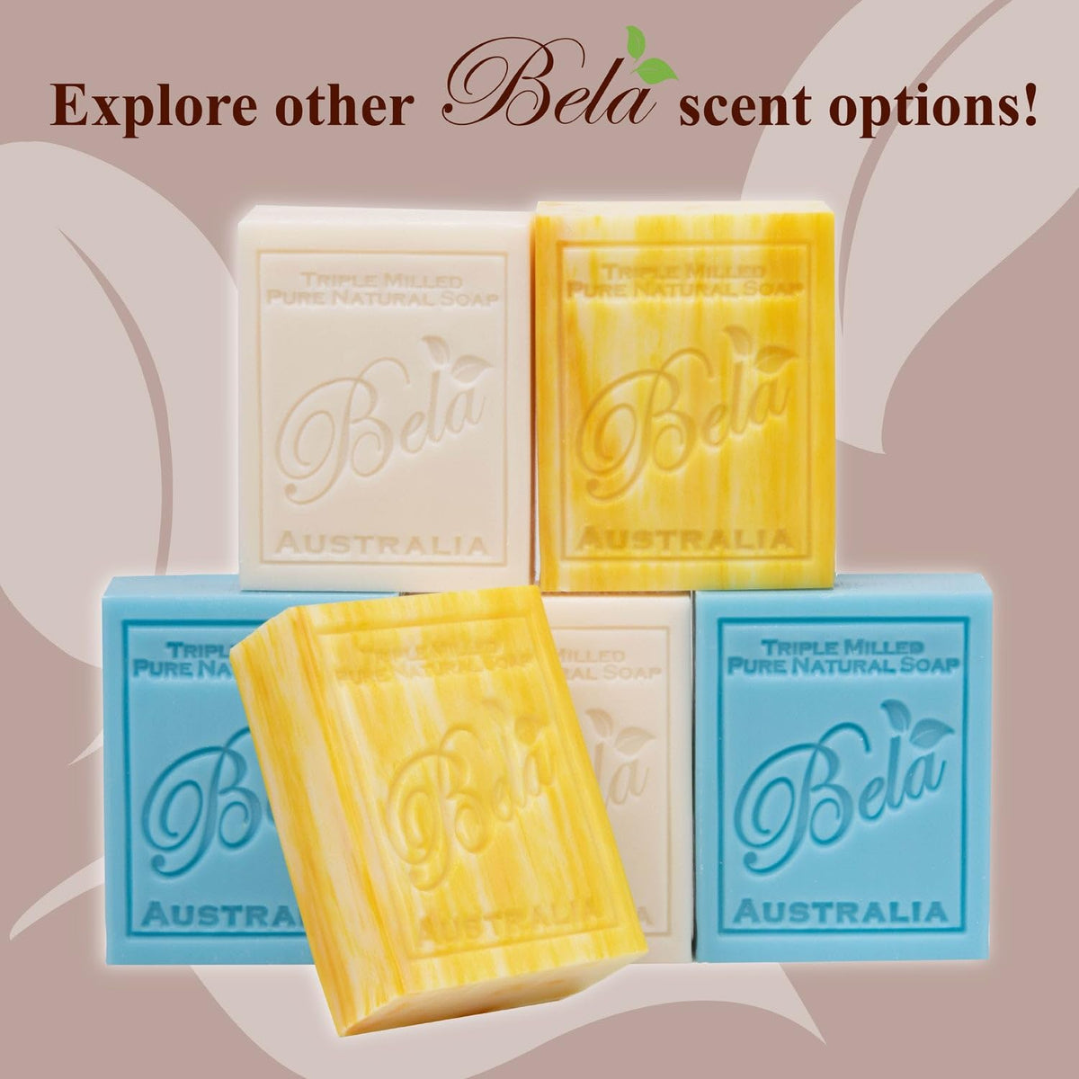 BELA bars styled in a bathroom setting showcasing gift-ready luxury