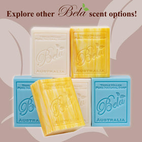 BELA bars styled in a bathroom setting showcasing gift-ready luxury