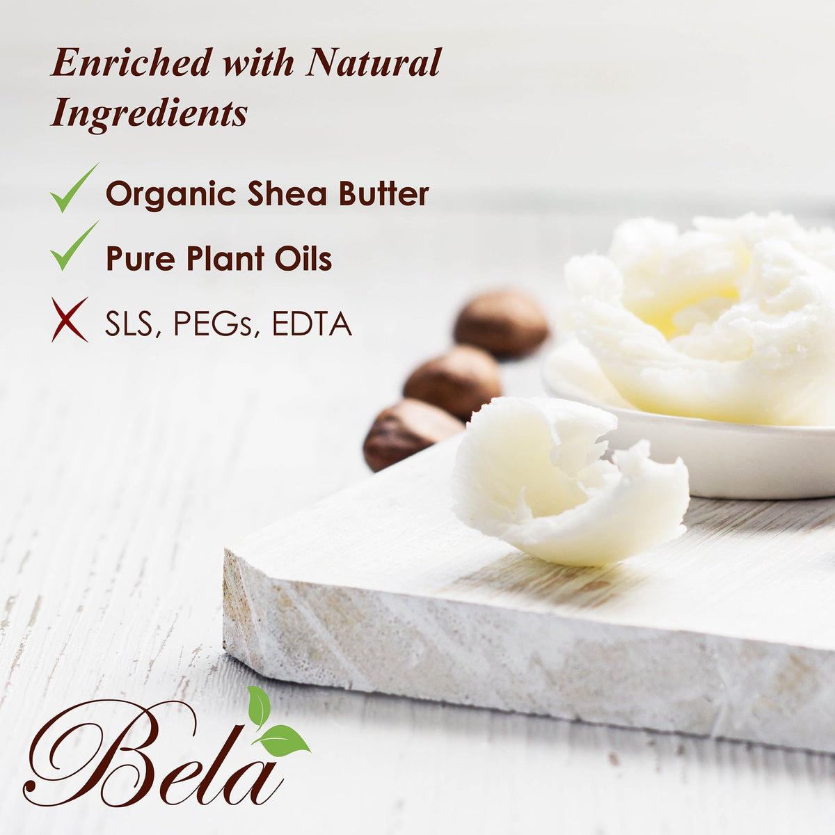 BELA soap next to ruler showing 3.3 oz size and portable convenience benefit
