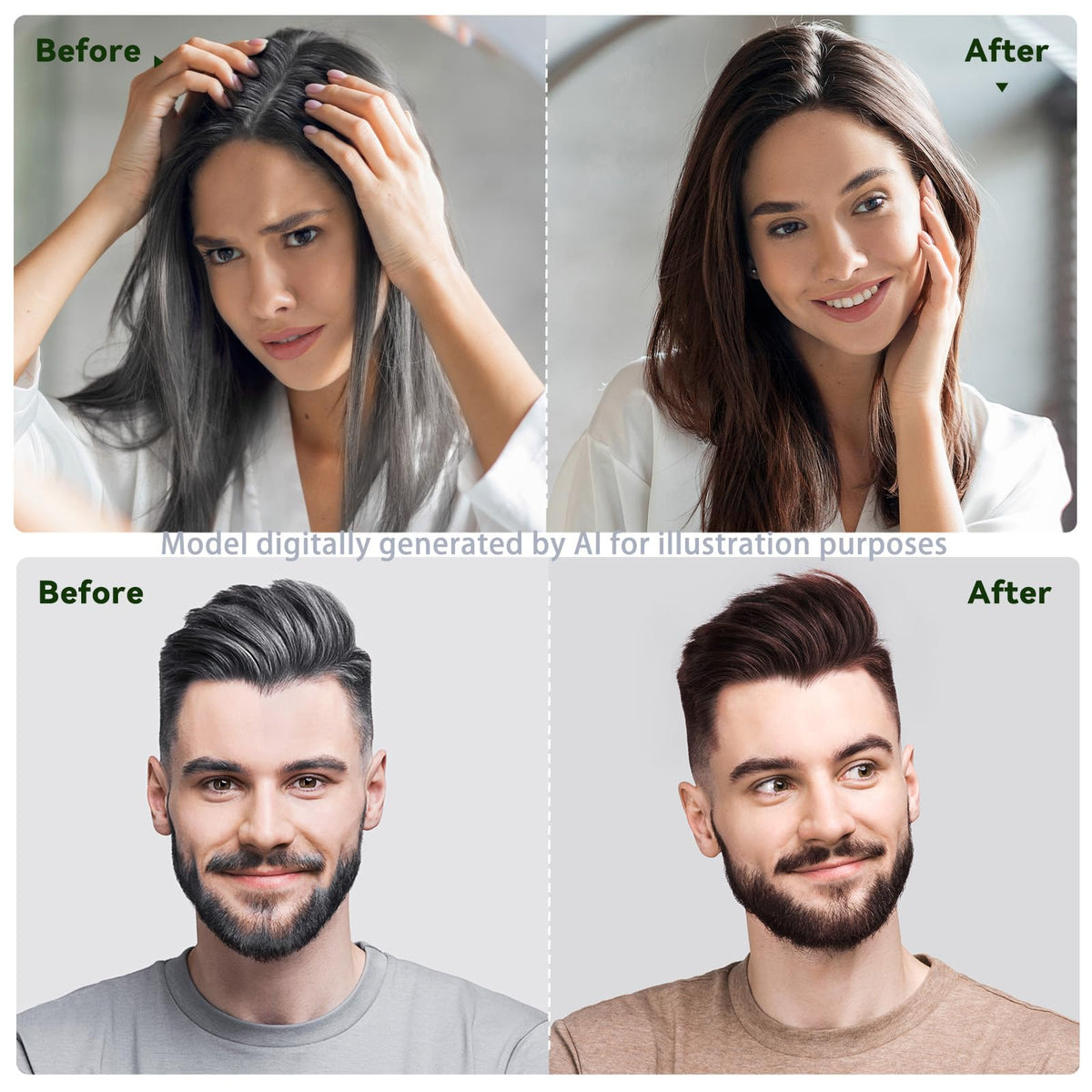 BELEZALIB being applied to roots demonstrating targeted gray coverage and ease of use