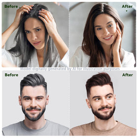 BELEZALIB being applied to roots demonstrating targeted gray coverage and ease of use