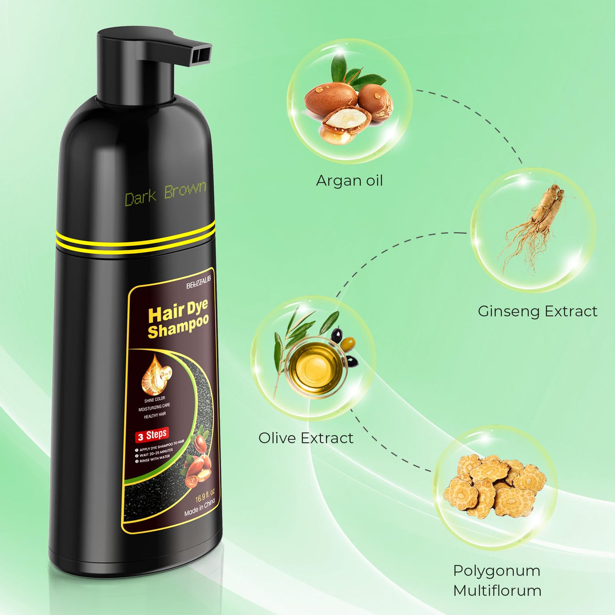 BELEZALIB in use with gloved hands applying shampoo for even gray coverage benefit