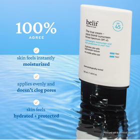 belif applied on hand illustrating quick absorption and invisible finish