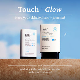 belif worn outdoors in sunlight, demonstrating broad-spectrum protection benefit