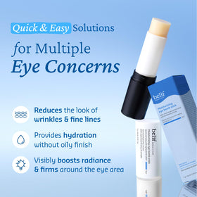 belif eye balm stick open texture closeup showing creamy finish and absorption