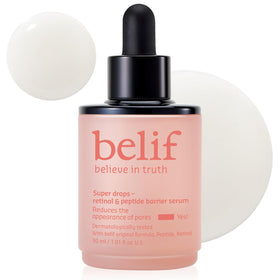 belif front bottle displaying product branding and clear benefit