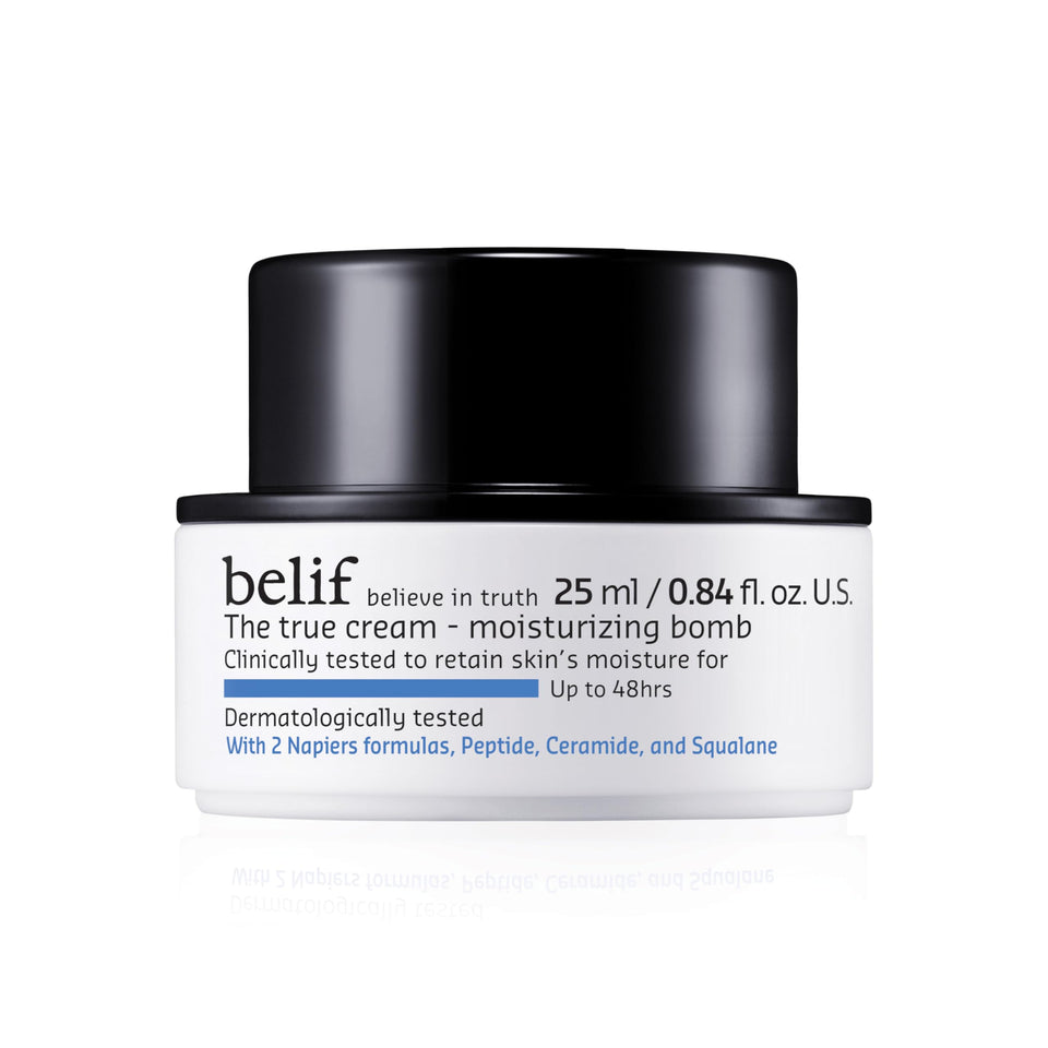 belif jar front view showing label and compact design for easy daily use