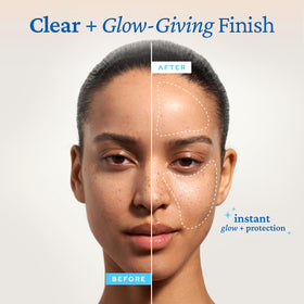 belif sunstick on face showing no white cast and natural semi-matte finish
