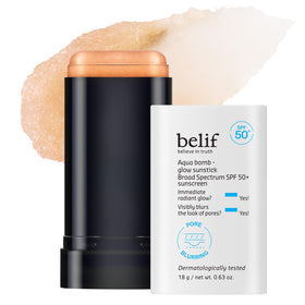 belif sunstick front view showing compact travel-friendly design and SPF benefit