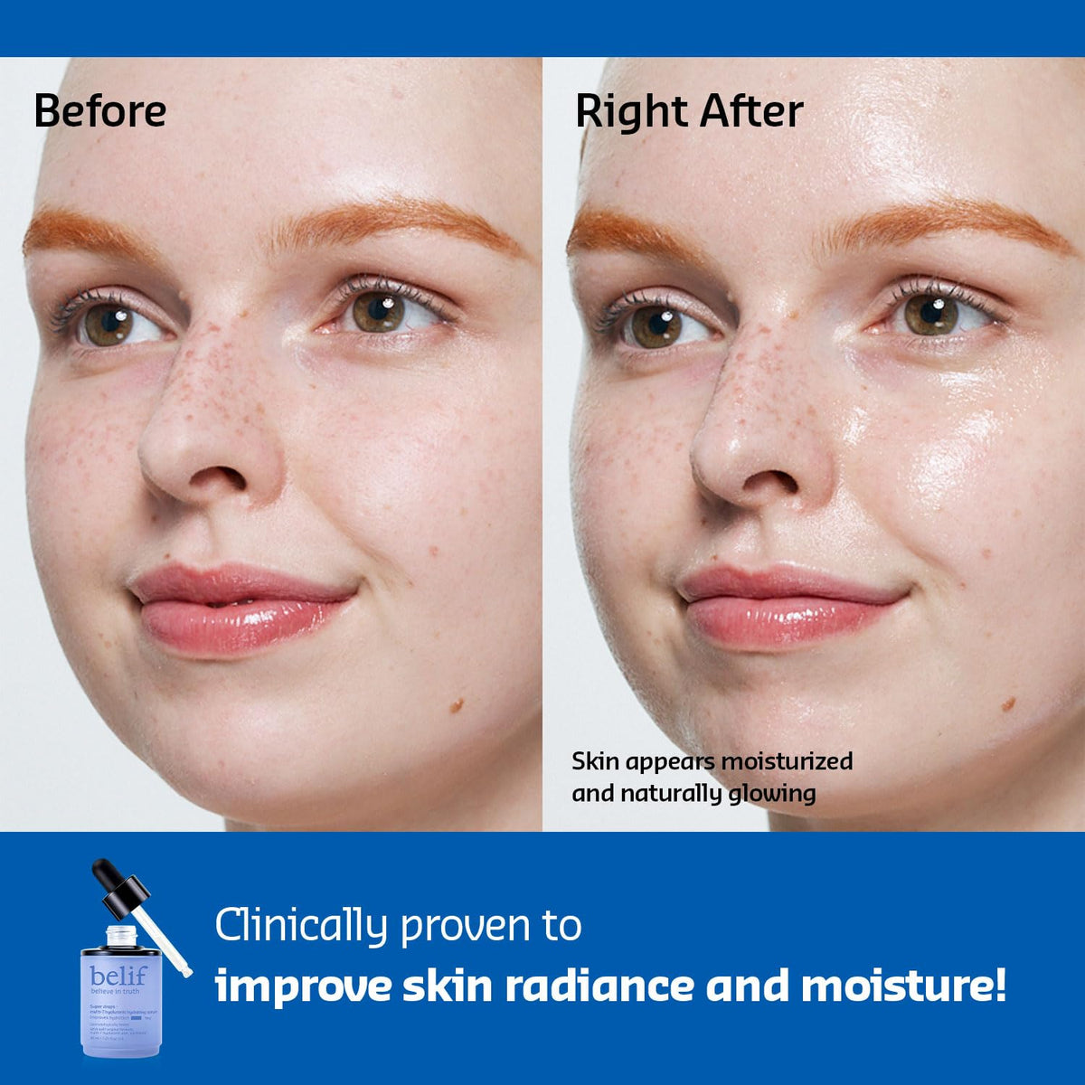 belif close-up of serum texture showing lightweight, fast-absorbing finish