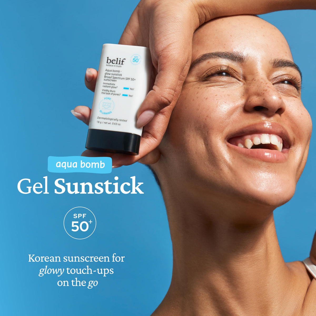 belif close-up of smooth stick texture highlighting lightweight glide and hydration