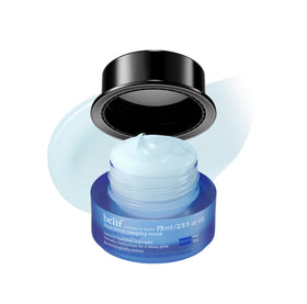 belif product front packaging showing jar and branding, highlights hydration benefit
