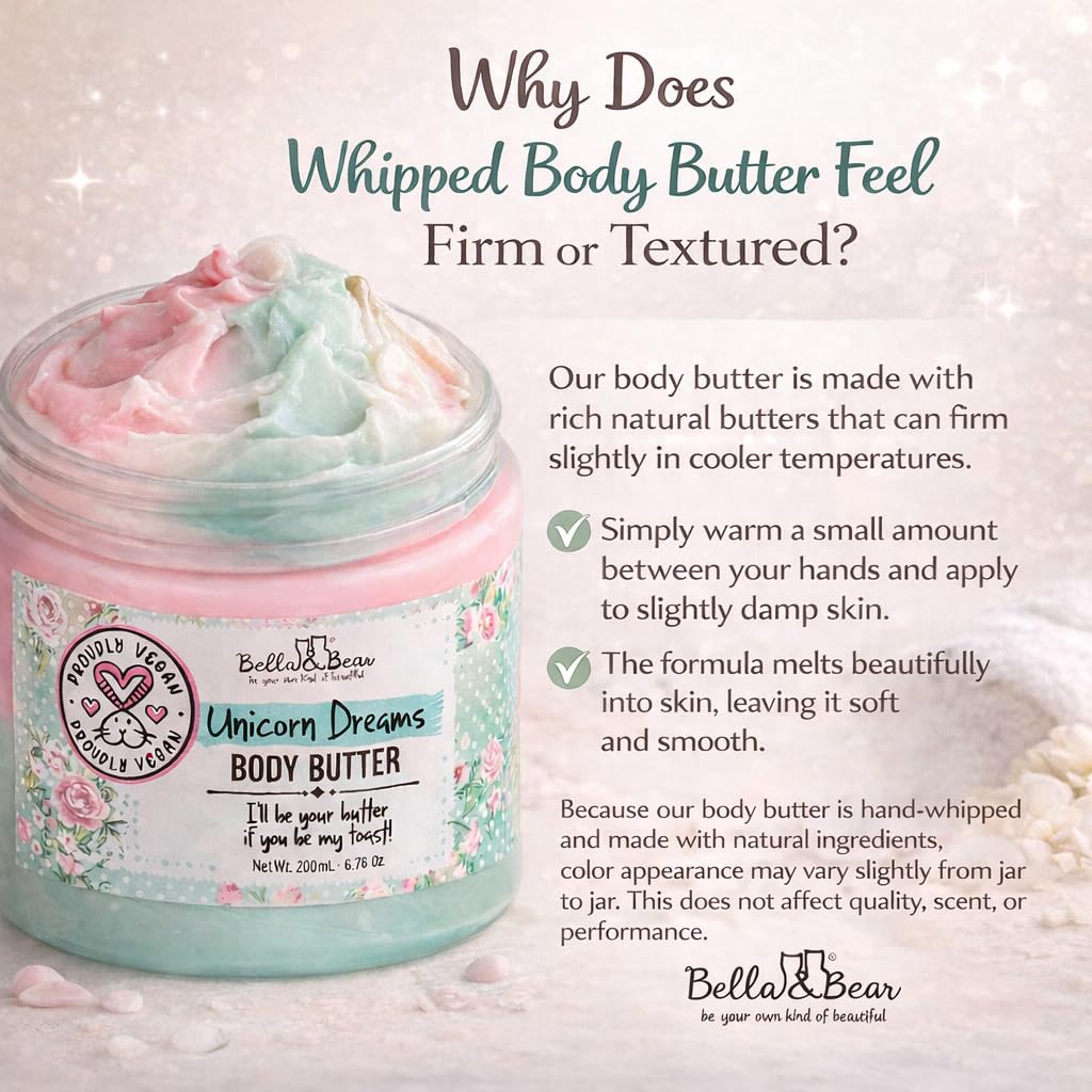 Bella and Bear body butter in hand being applied to skin for smooth soft finish