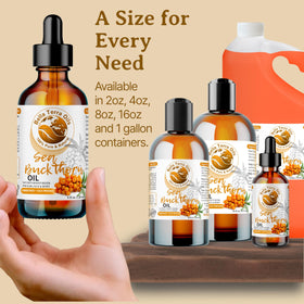 Bella Terra Oils with sea buckthorn berries highlighting natural source and freshness