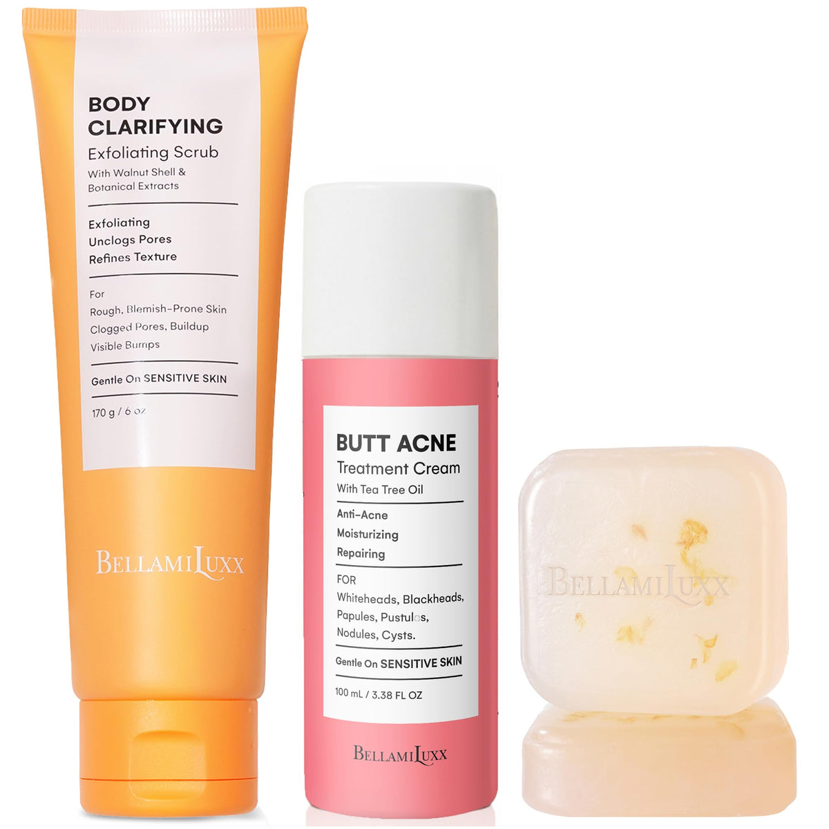 BellamiLuxx front packaging showing kit for body breakout care and confidence