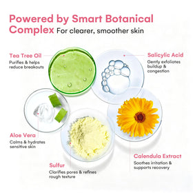 BellamiLuxx ingredients display tea tree salicylic acid sulfur blend