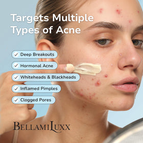 BellamiLuxx ingredient shot with salicylic acid and tea tree for unclogging pores