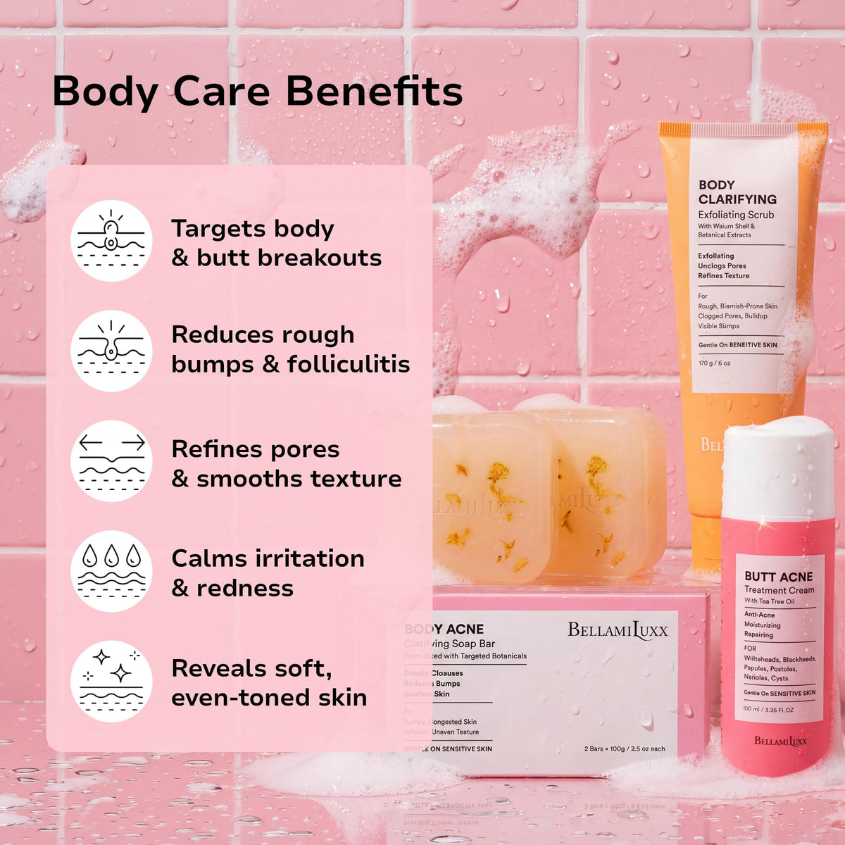 BellamiLuxx soap in hand demonstrating lathering to remove sweat and oil