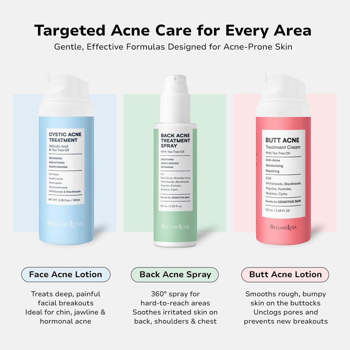 BellamiLuxx unboxed lotion with packaging showing brand promise