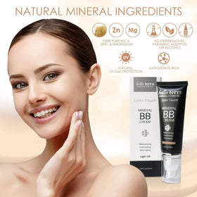 Bellaterra Cosmetics ingredient label closeup highlighting clean-beauty benefit