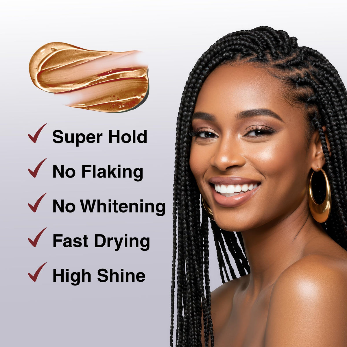 BELLATIQUE used on braided hair showing defined braids and long-lasting hold