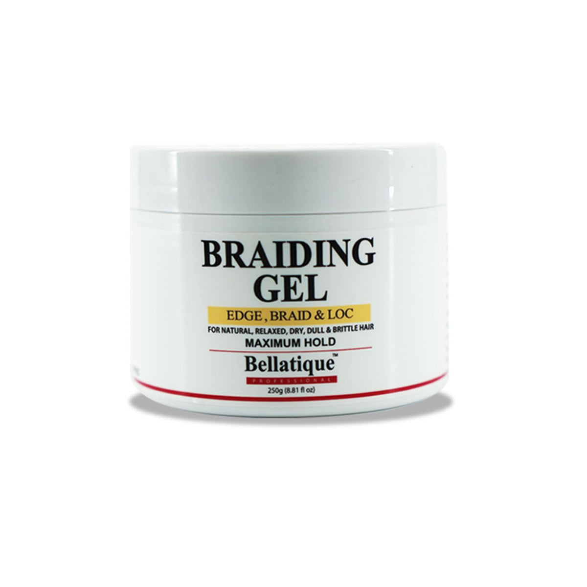 BELLATIQUE front packaging showing product name and 8.8 oz size, highlighting professional hold