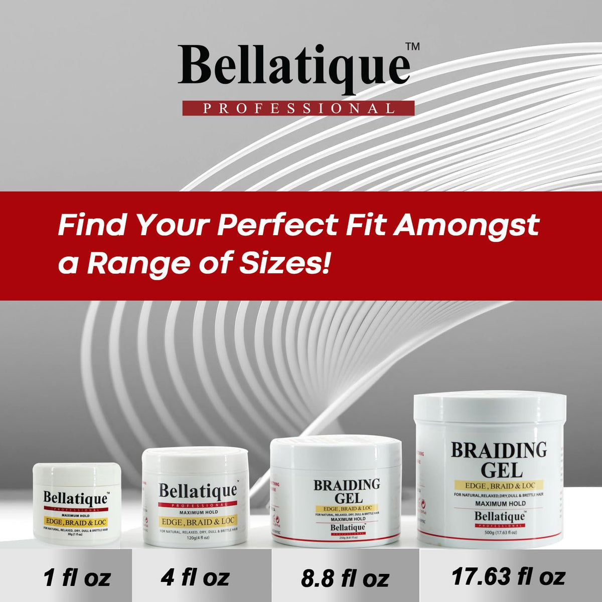 BELLATIQUE styling kit with gel and tools illustrating complete routine convenience