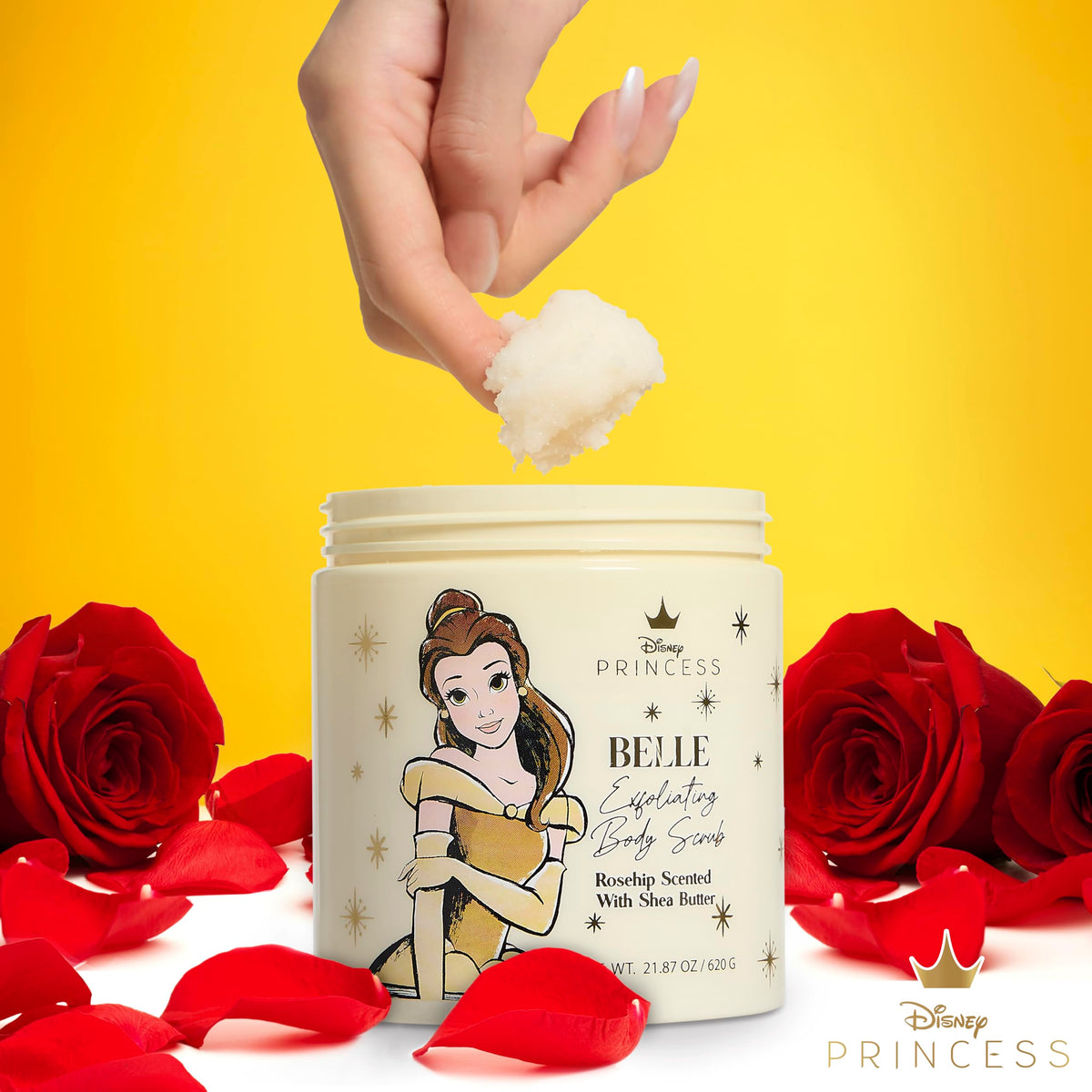 Belle Maison scrub being applied in shower demonstrating easy use and instant smoothing benefit