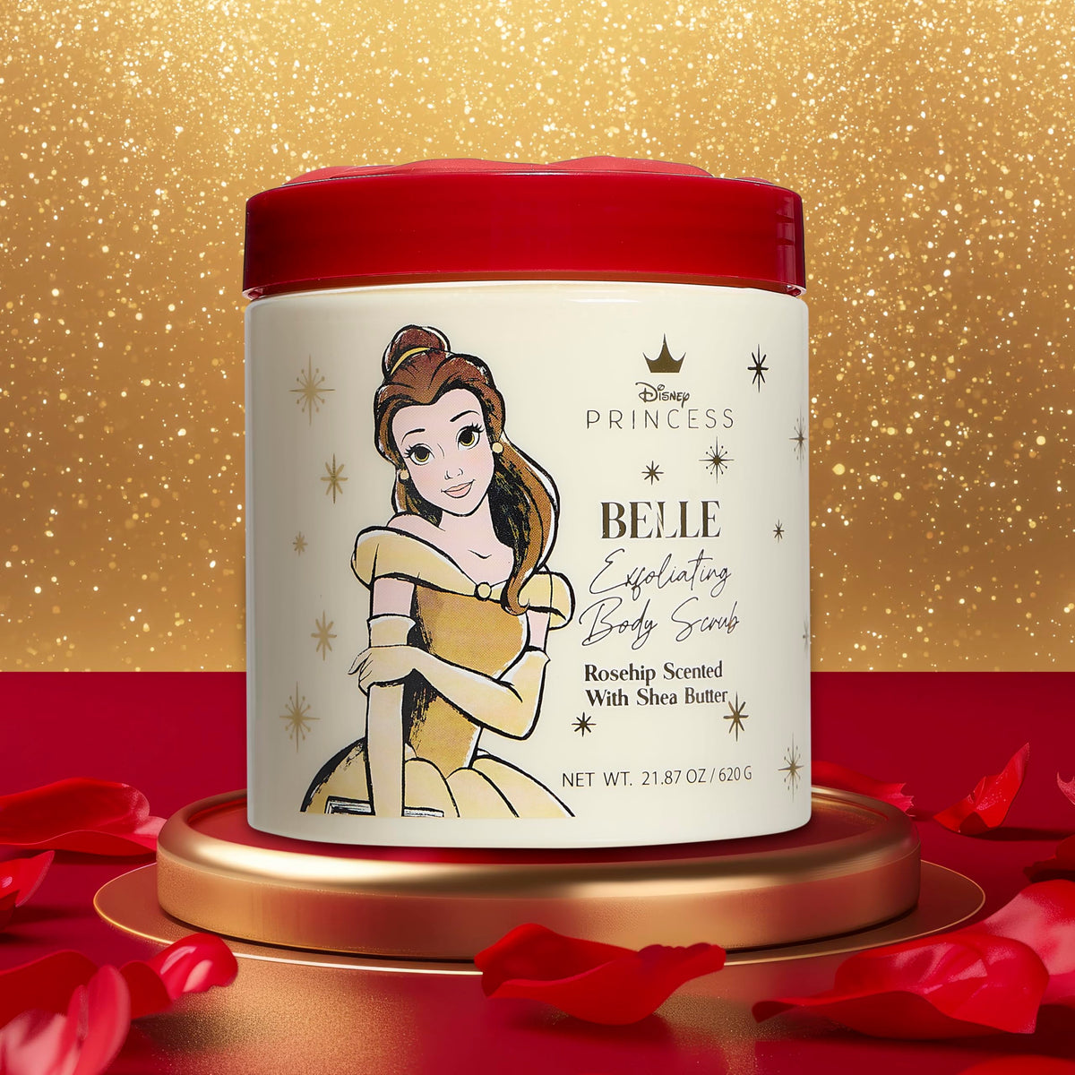 Belle Maison scrub on bathroom shelf in lifestyle scene suggesting pampering and relaxation