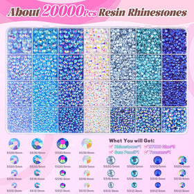 BELLEBOOST open 28-grid box with blue rhinestones organized for large projects