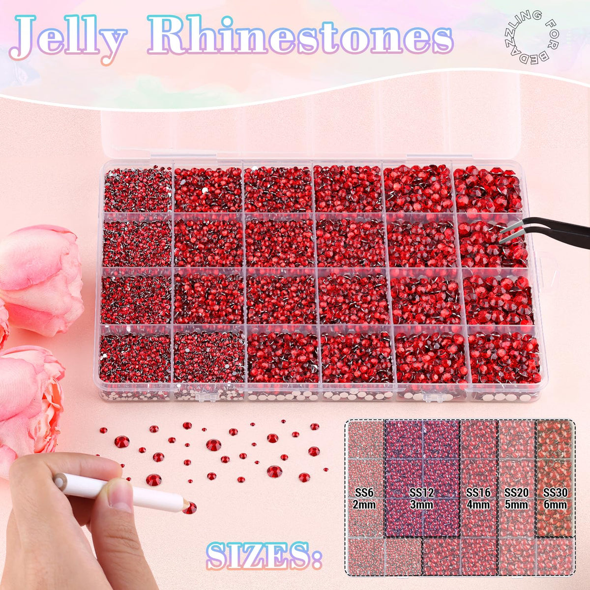 BELLEBOOST open trays with separated sizes for quick selection benefit