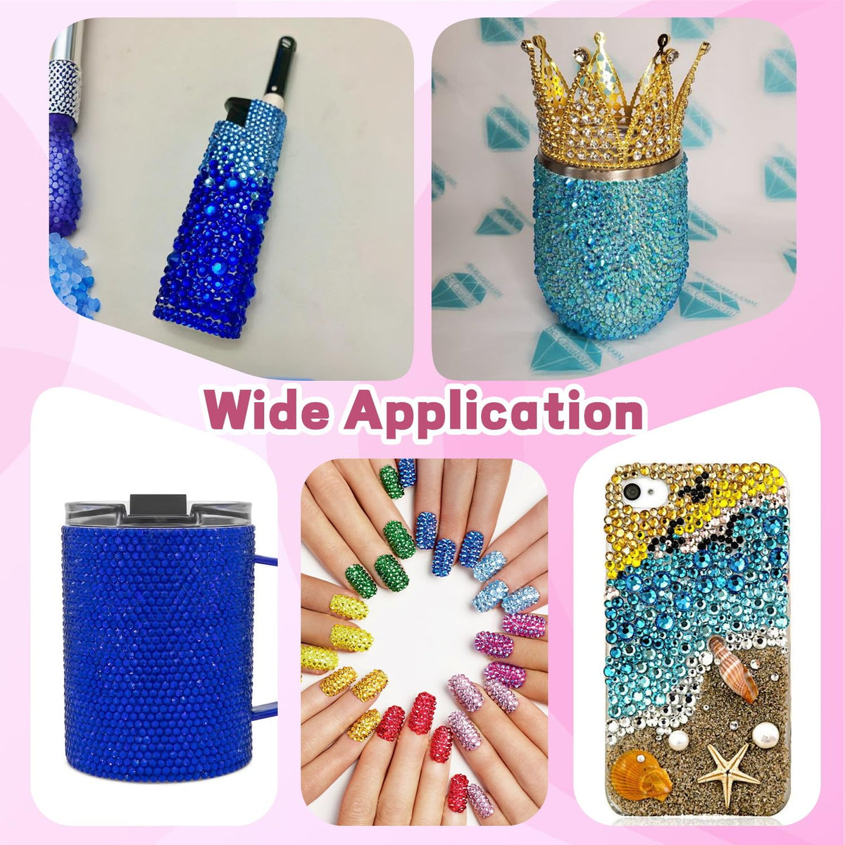 BELLEBOOST rhinestones applied to phone case demonstrating decorative transformation