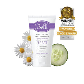 Belli spot treatment ingredient highlight with tea tree and chamomile supporting calm skin