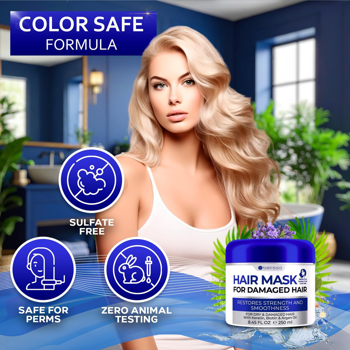 BELLISSO applied to damp hair demonstrating easier detangling