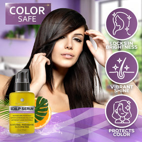 BELLISSO applying serum to scalp demonstrating itch relief benefit