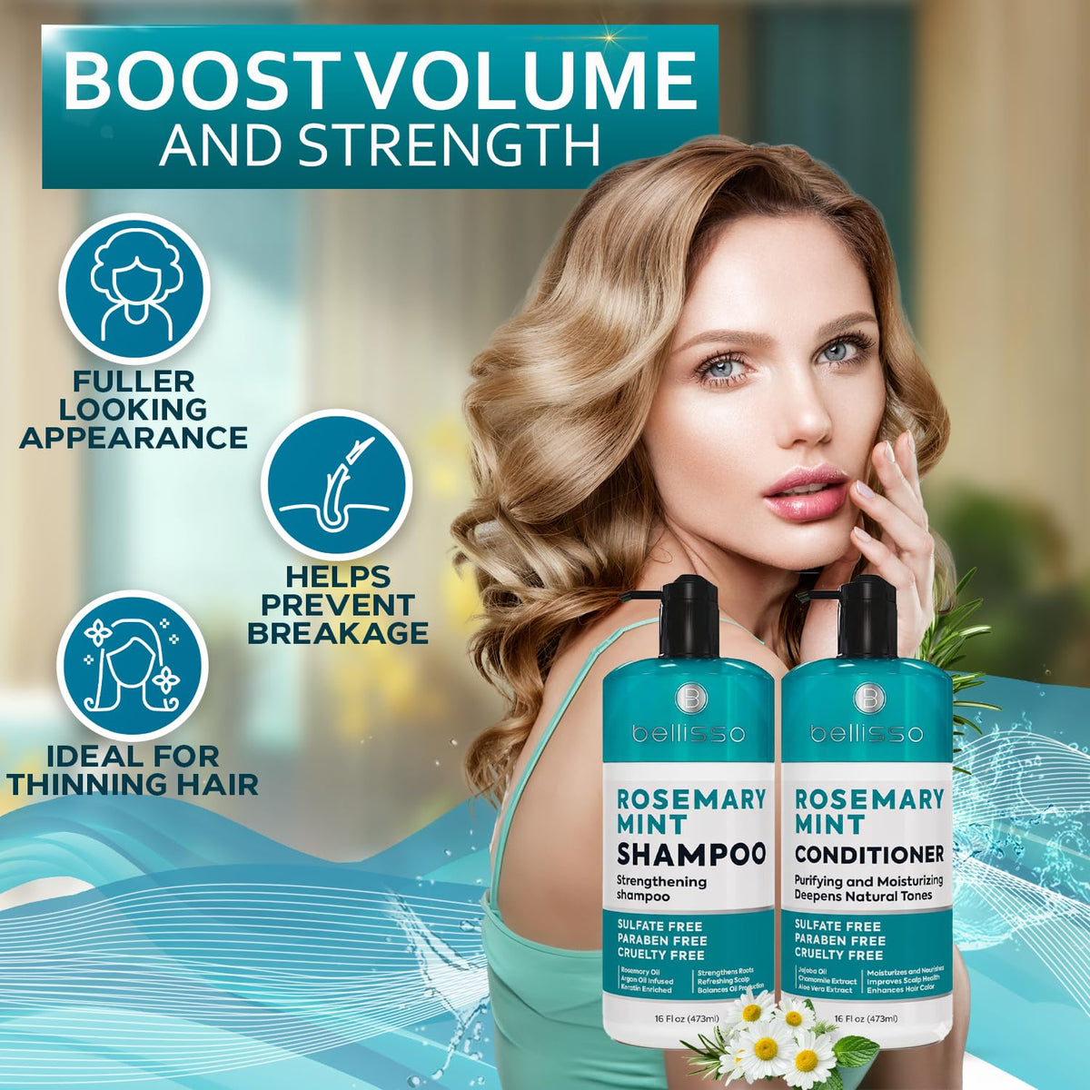 BELLISSO bottle close-up label highlighting key ingredients