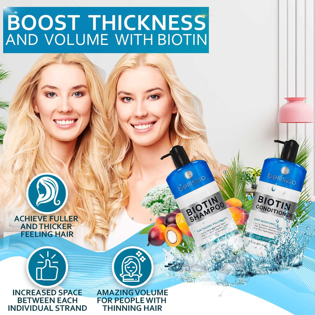 BELLISSO label close-up highlighting ingredients and benefits