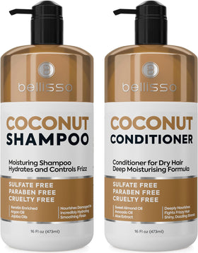BELLISSO front packaging showing coconut set and salon-grade benefit