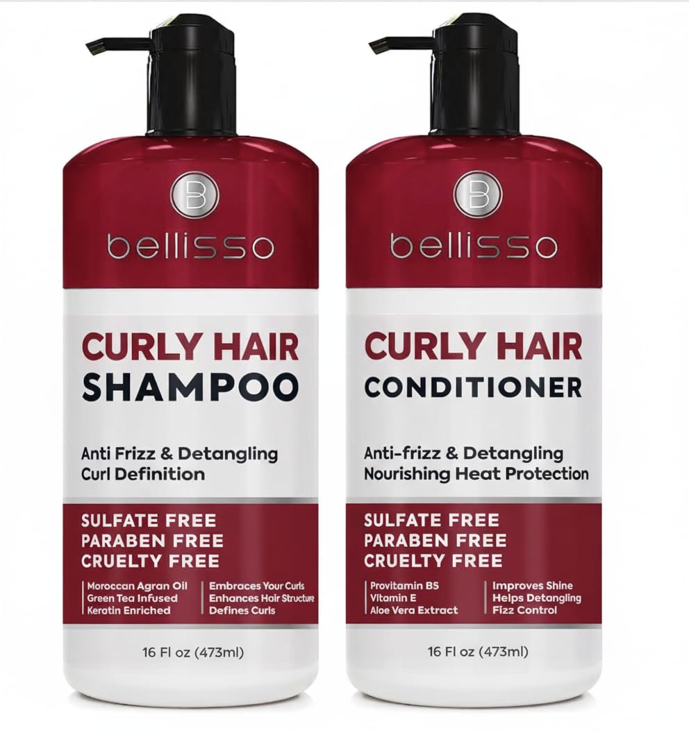 BELLISSO front packaging of shampoo and conditioner set showing product benefits