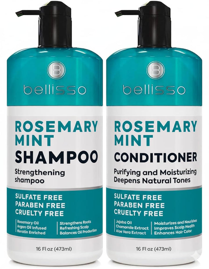 BELLISSO front packaging showing rosemary and peppermint benefits