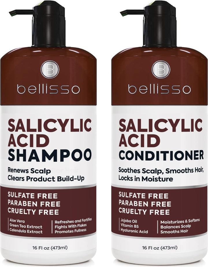 BELLISSO front packaging of shampoo and conditioner showing clean design and benefits