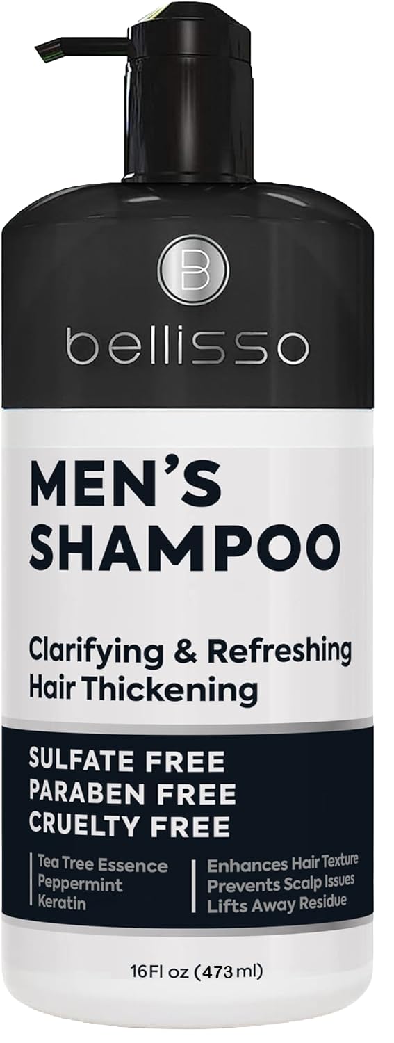 BELLISSO front packaging shows shampoo bottle and energizing design for confident cleanse