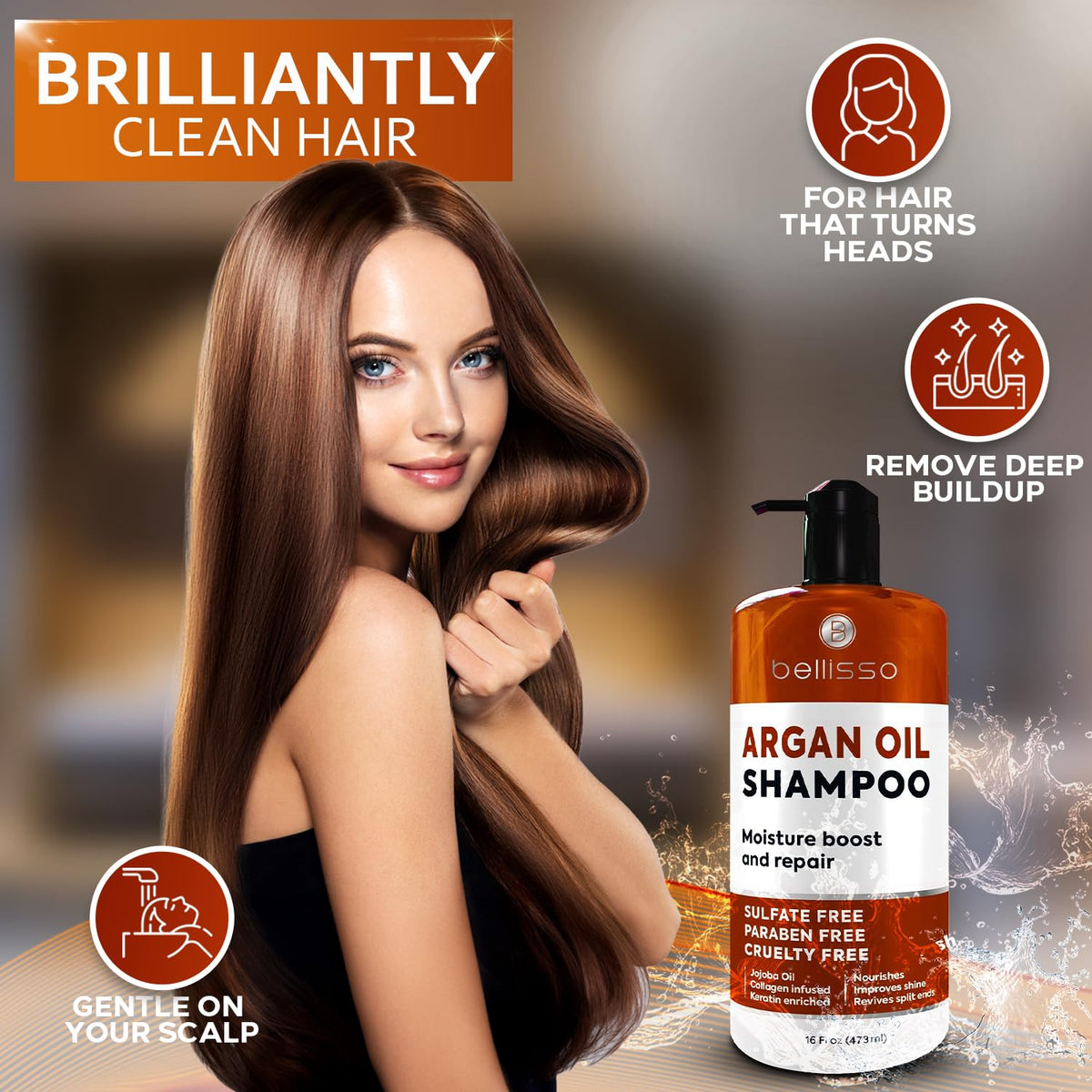 BELLISSO argan oil pour illustrating nourishing botanical benefit